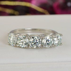 Certified Moissanite Diamond 2.5ctw Wedding Band Ring NEW sz 8
